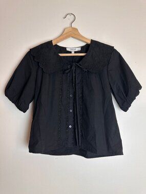 Joie Black Peter Pan Collar Blouse